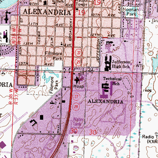 Topographic Map of Douglas County Hospital, MN