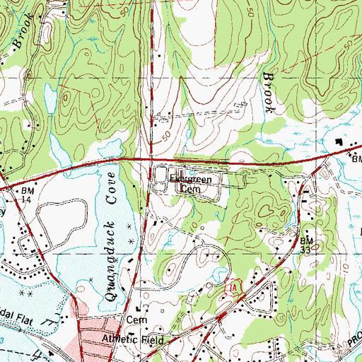 Topographic Map of Stonington Cemetery, CT