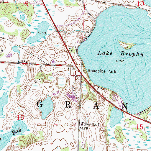 Topographic Map of Lake Brophy County Park, MN