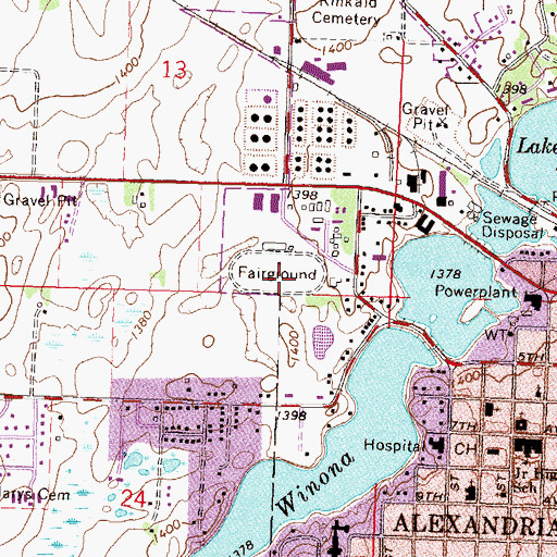 Topographic Map of Douglas County Fairgrounds, MN