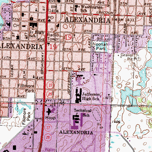 Topographic Map of Knute Nelson Memorial Home, MN