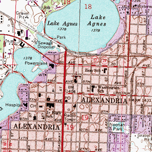 Topographic Map of Saint Mary's Catholic Church, MN