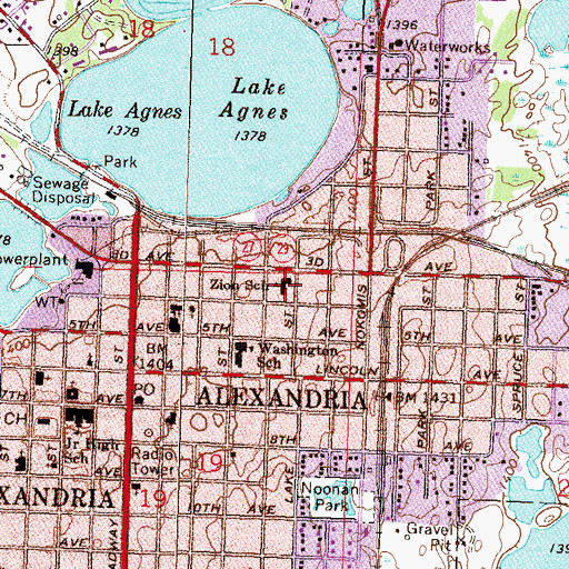 Topographic Map of Zion Church, MN