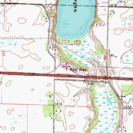 Topographic Map of Burgen Lake West Bound Rest Area, MN