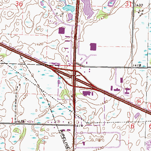 Topographic Map of Interchange 103, MN