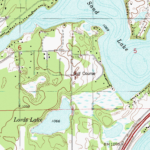 Topographic Map of Moose Lake Golf Club, MN