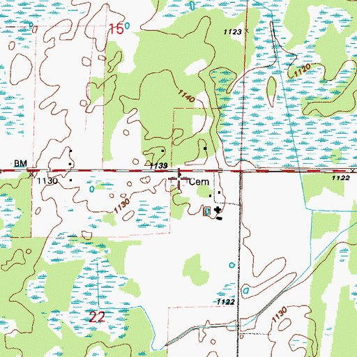 Topographic Map of Dell Grove Cemetery, MN