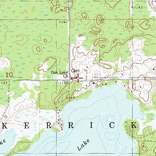 Topographic Map of Oak Lake Community Cemetery, MN