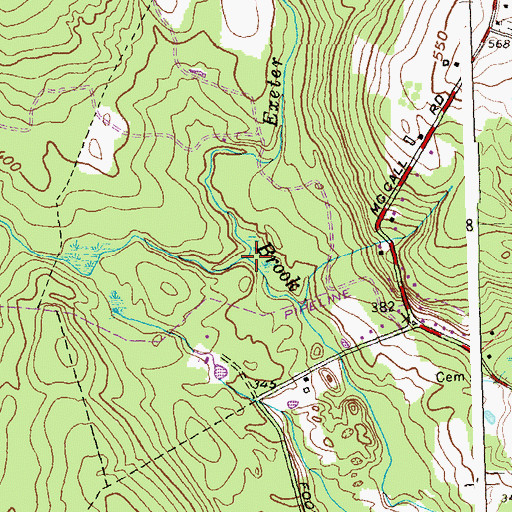 Topographic Map of Exeter Brook, CT
