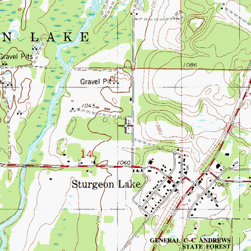 Topographic Map of Sturgeon Lake Cemetery, MN