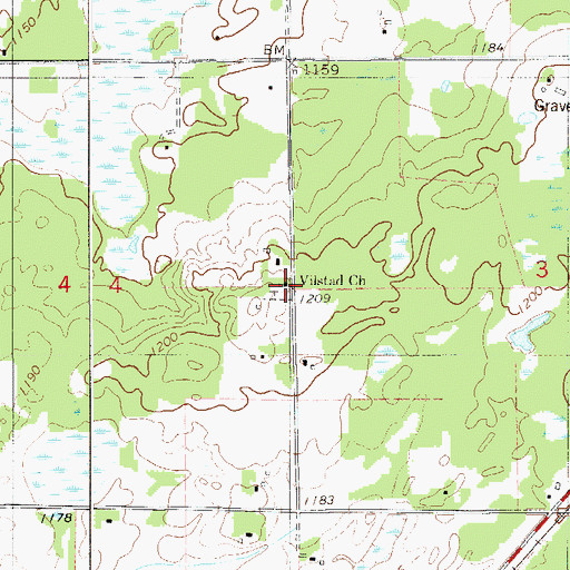 Topographic Map of Vilstad Lutheran Cemetery, MN