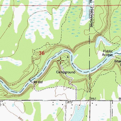 Topographic Map of Snake River Campground, MN