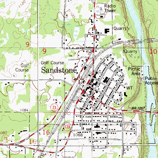 Topographic Map of Sandstone, MN