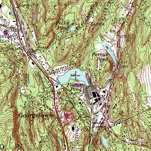 Topographic Map of Factory Pond, CT