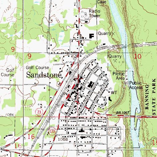Topographic Map of Sandstone Post Office, MN