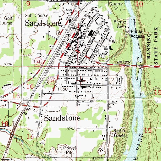 Topographic Map of Sandstone Area Nursing Home, MN