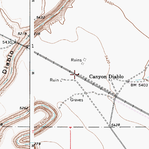 Topographic Map of Canyon Diablo Railroad Station, AZ