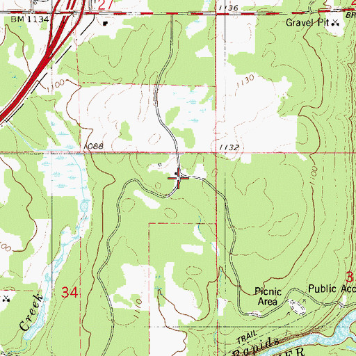 Topographic Map of Military Road Historical Marker, MN