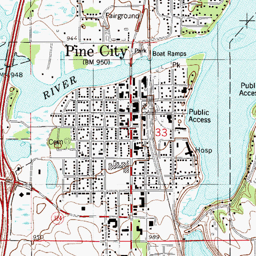 Topographic Map of First Presbyterian Church, MN