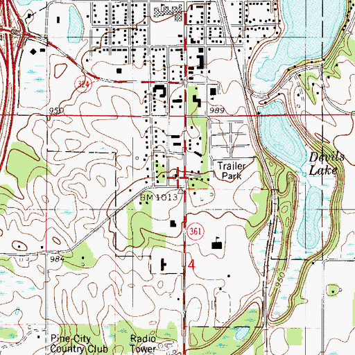 Topographic Map of Pine City Evangelical Free Church, MN