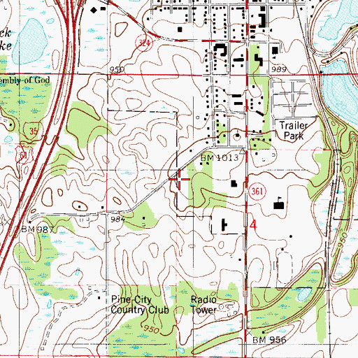 Topographic Map of Hilltop Cemetery, MN