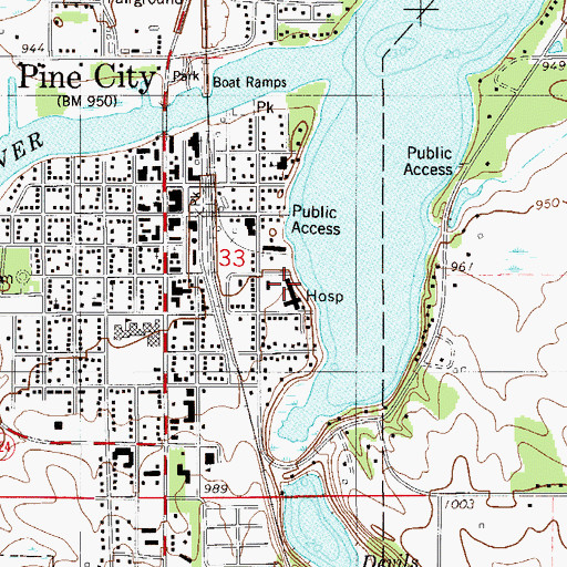 Topographic Map of Lakeside Medical Center, MN