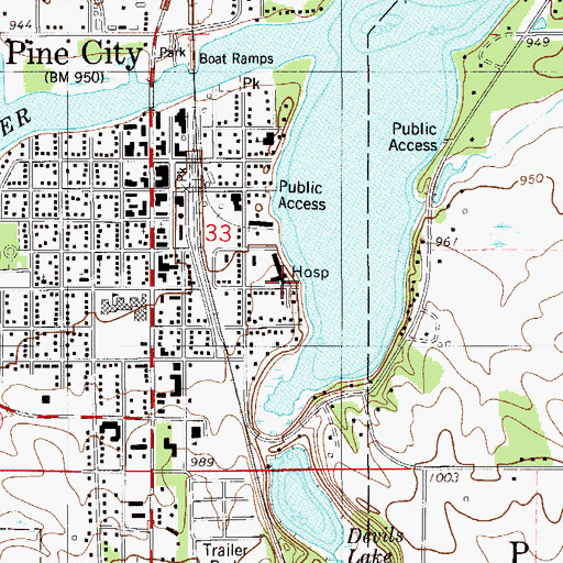 Topographic Map of Lakeside Urgent Care Clinic, MN