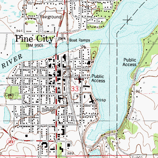Topographic Map of Allina Medical Clinic at Pine City, MN