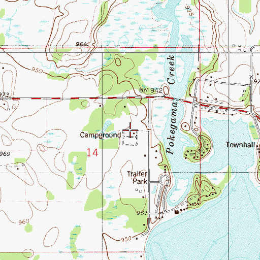 Topographic Map of Pokegama Lake RV Park, MN