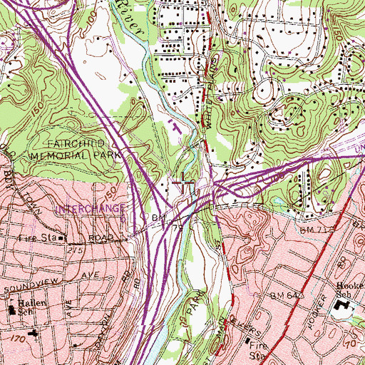 Topographic Map of Fairchild Memorial Park, CT