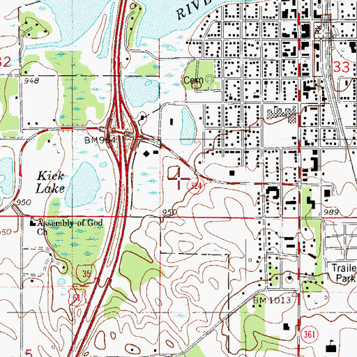 Topographic Map of Evergreen Square Shopping Mall, MN