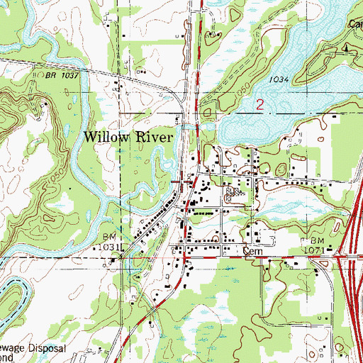Topographic Map of Willow River (historical), MN