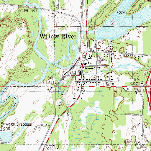 Topographic Map of Willow River Post Office, MN