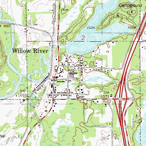 Topographic Map of Willow River School, MN