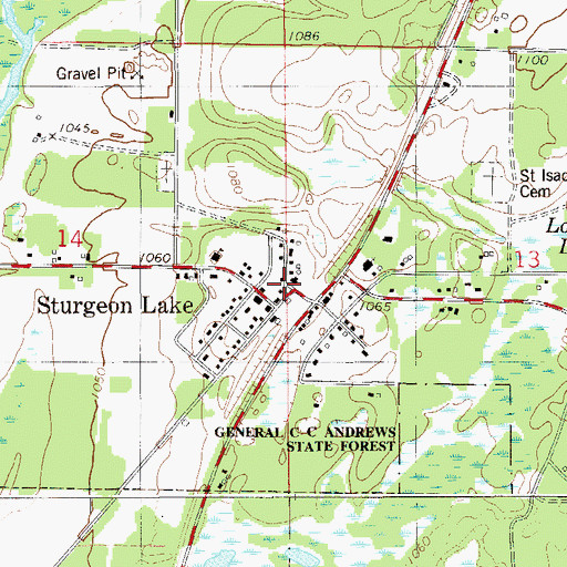 Topographic Map of Sturgeon Lake City Hall, MN