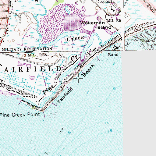 Topographic Map of Fairfield Beach, CT