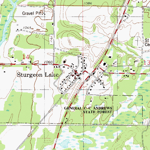 Topographic Map of Sturgeon Lake Fire Department, MN