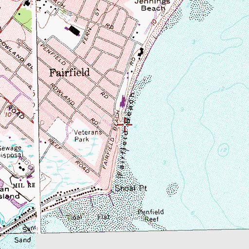 Topographic Map of Fairfield Beach, CT