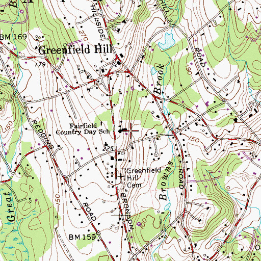 Topographic Map of Fairfield Country Day School, CT