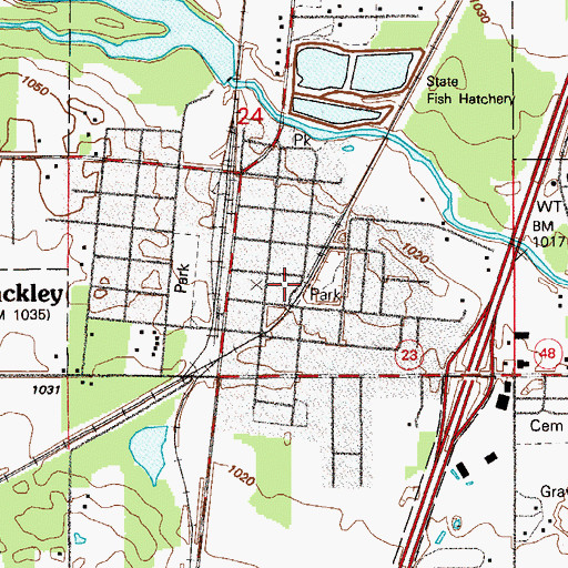 Topographic Map of Hinckley Public Library, MN