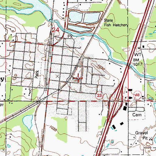 Topographic Map of Memorial Park, MN