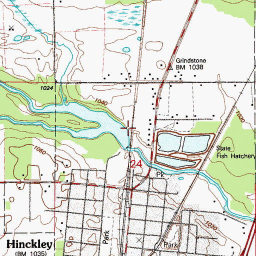 Topographic Map of Hinckley Fire Historical Marker, MN