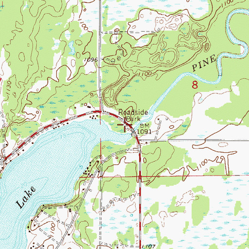 Topographic Map of Big Pine Lake Wayside Park, MN