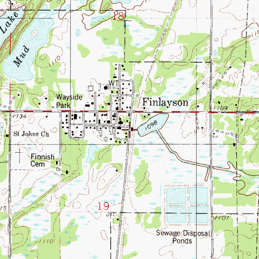 Topographic Map of Finlayson (historical), MN