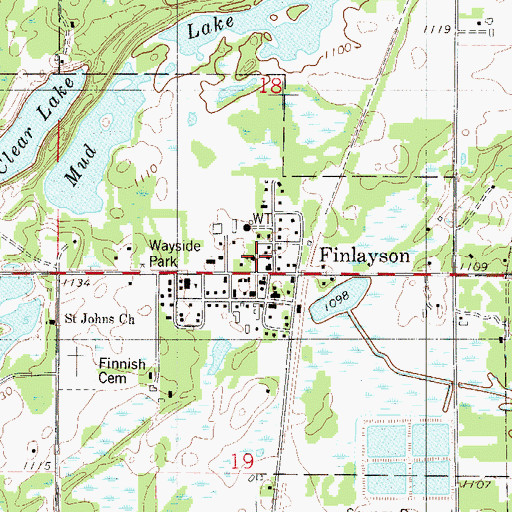 Topographic Map of Finlayson United Methodist Church, MN