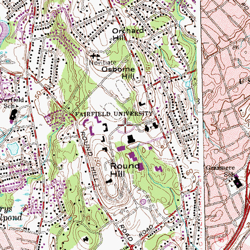 Topographic Map of Fairfield University, CT