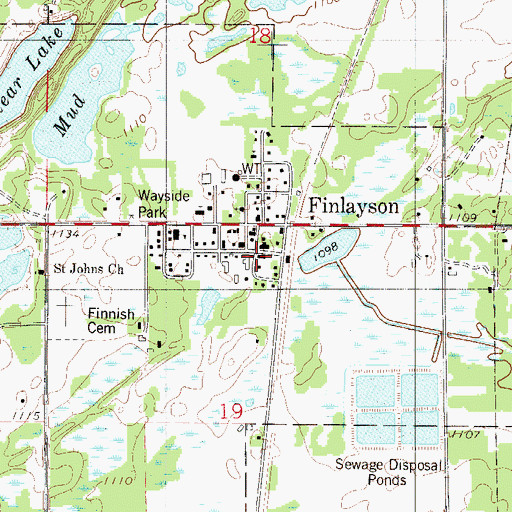 Topographic Map of Finlayson Fire Department, MN