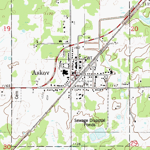 Topographic Map of Askov, MN