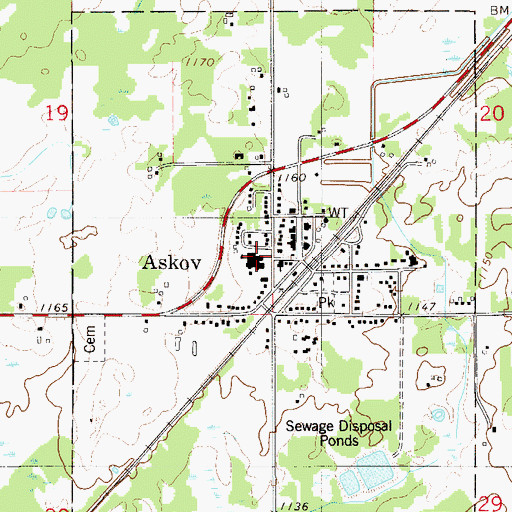 Topographic Map of East Central Middle School, MN