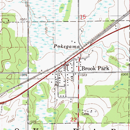 Topographic Map of Brook Park City Hall, MN